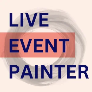 Text reading 'LIVE EVENT PAINTER' on a background with brushstroke design.